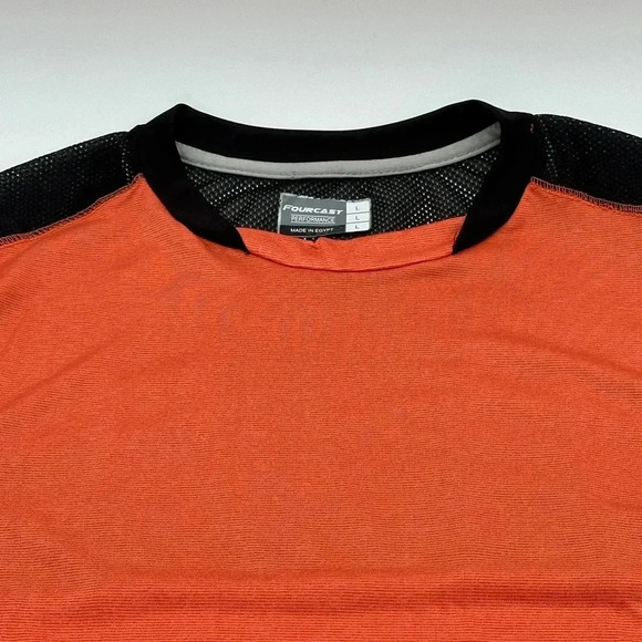 Fourcast Performance Shirt Mens L Black And Orange Activewear Workout Mesh - Picture 2 of 10